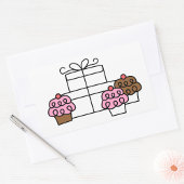 Sweet Celebration Cupcake en geschenkdoos Rechthoekige Sticker