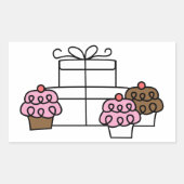 Sweet Celebration Cupcake en geschenkdoos Rechthoekige Sticker (Voorkant)