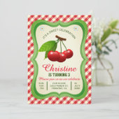 Sweet Celebration | Uitnodiging voor kersen op zat (Staand voorkant)