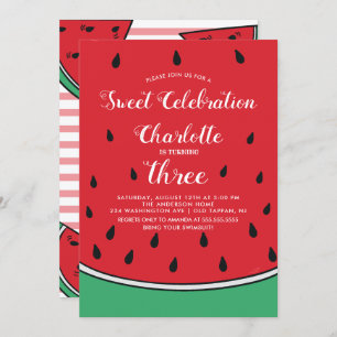 Sweet Celebration Watermelon Birthday Invitation Kaart