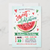 Sweet Celebration Watermelon Verjaardagsfeestje Kaart (Voorkant)