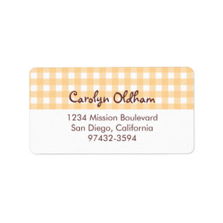 Sweet charmante oranje gingham terugsturen of mail etiket