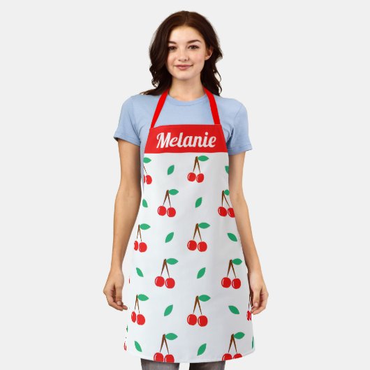 Sweet Cherries Pattern on White Personalized Schort (Gedragen)