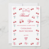 Sweet Cherry Baby shower Bedankt Card (Voorkant)