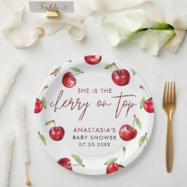 Sweet Cherry Baby shower Papieren Bordje