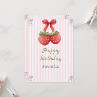 Sweet Cherry Birthday – Roze & Witte Elegantie Kaart