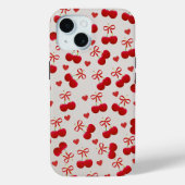 Sweet Cherry Bow iPhone 15 Case 🍒 (Achterkant)