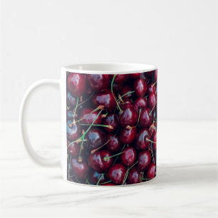 Sweet cherry close-up top uitzicht achtergrond koffiemok