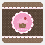 Sweet Cherry Cupcake Vierkante Sticker (Voorkant)