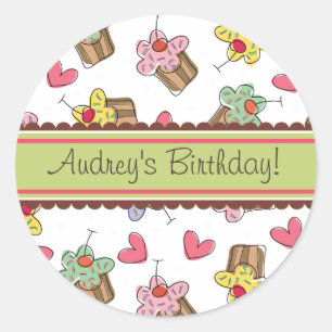 Sweet Cherry Cupcakes Verjaardagscadeau Label Stic