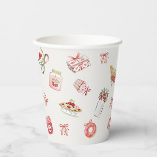 Sweet Cherry Dessert Watercolor Baby Shower  Papieren Bekers