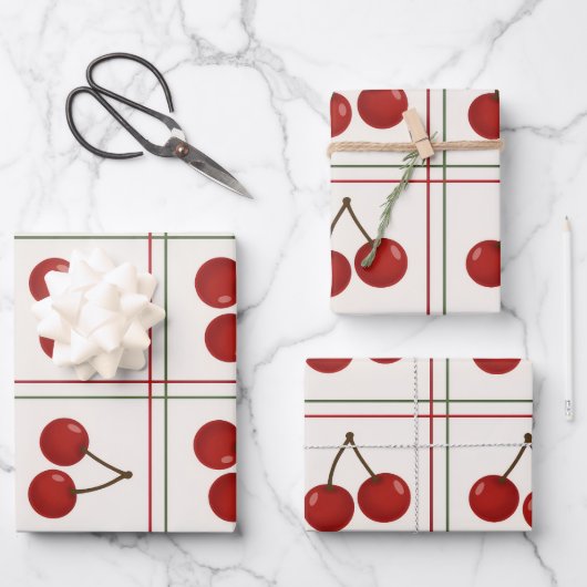 🎁 Sweet Cherry Holiday Gift Wrap Collection Inpakpapier Vel (Voorkant)