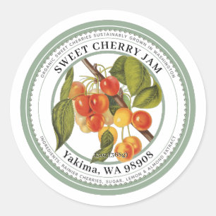 Sweet Cherry Jam met  Cherry Illustration Ronde Sticker