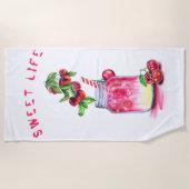 Sweet Cherry Jus Cool Boire Serviette de plage (Devant)