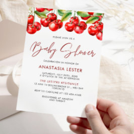 Sweet Cherry Meisje Baby shower Kaart