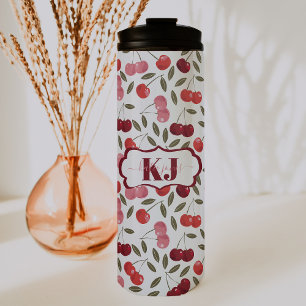 Sweet Cherry Pattern Monogram Thermosbeker