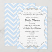 Sweet Chevron Grey & Blue Baby shower Invitation (Devant / Derrière)