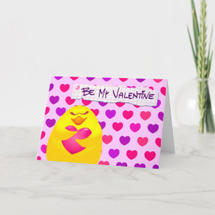 Sweet chick en amour avec message, carte de voeux