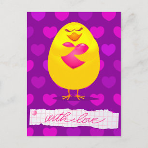 Sweet chick houdt van bericht, briefkaart