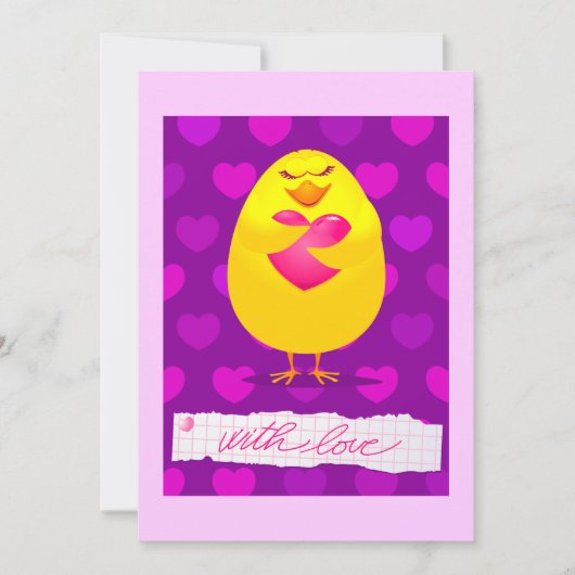 Sweet chick houdt van bericht, uitnodiging (Voorkant)