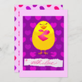 Sweet chick houdt van bericht, uitnodiging (Voorkant / Achterkant)