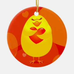 Sweet chick in liefde, sieraad keramisch ornament