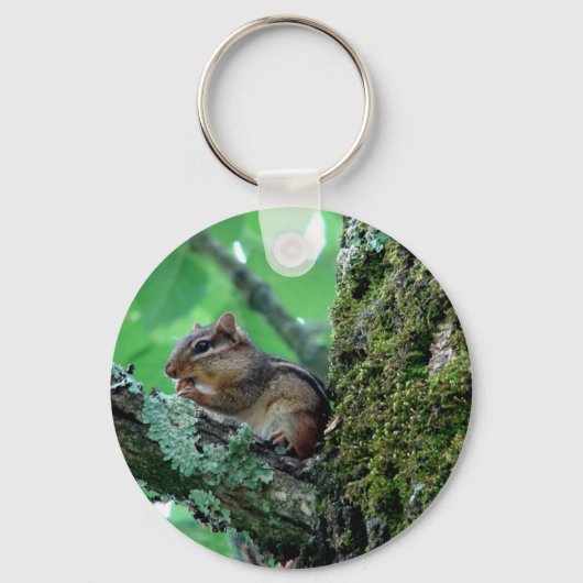 Sweet Chipmunk in een boom Apparel en Gifts Sleutelhanger (Voorkant)