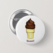 Sweet! Chocolade Soft Serve Ice Cone Foodie Ronde Button 5,7 Cm (Voorkant /achterkant)
