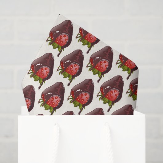 Sweet Chocolate Covered Strawberry Pattern Premium Tissuepapier (Cadeauzakje)