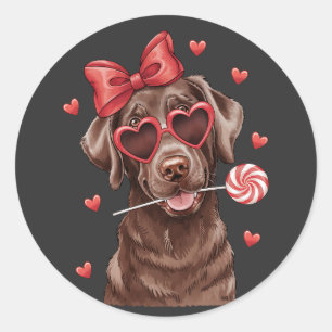 Sweet Chocolate Labrador Retriever Lollipop Valent Ronde Sticker
