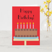 Sweet, Chocolate Verjaardagstaart: Rood Blank Kaart (Gele Bloem)