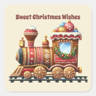 Sweet Christmas wenst peperkoek trein Vierkante Sticker
