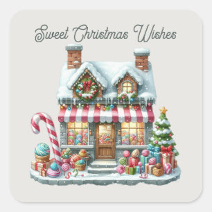 Sweet Christmas wenst snoepwinkel Vierkante Sticker