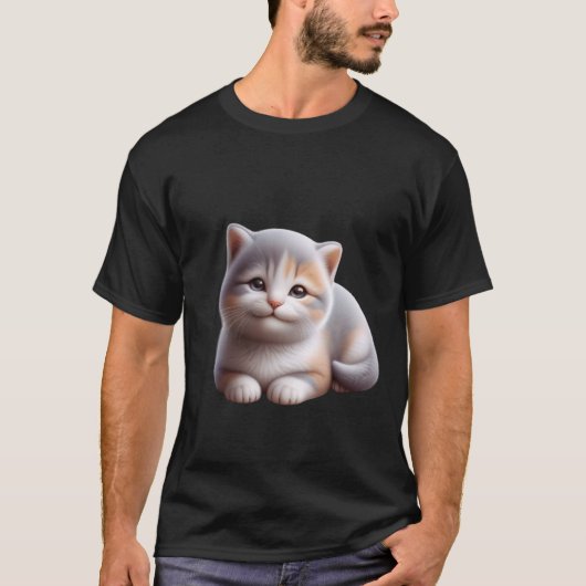 Sweet Chubby Grey White Kitten Soft Art ✨🐾☁️ T-shirt (Voorkant)