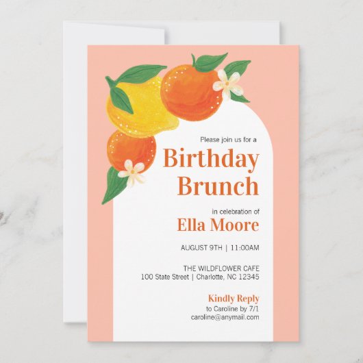 Sweet Citrus Anniversaire Brunch Invitation (Devant)