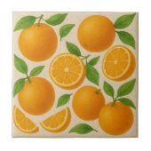 Sweet Citrus Whole & Sliced Sinaasappels Waterverf Tegeltje (Voorkant)