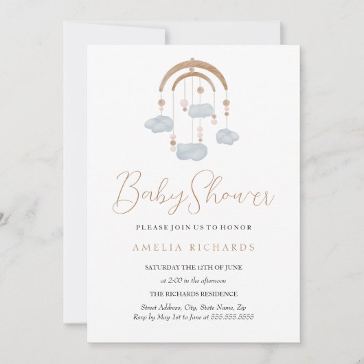 Sweet Cloud Dusty Blue Baby shower Kaart (Voorkant)