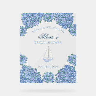 Sweet Coastal Blue Bridal Shower Welcome Sign Acryl Bord