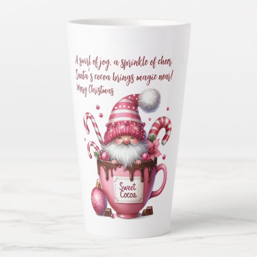 Sweet Cocoa Santa Gnome Latte Mok (Voorkant)