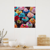 Sweet Colorful Cupcakes versie 2 Poster (Keuken)