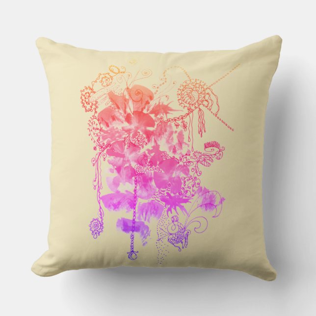 Sweet Colorful Flowers Shabby Chic Abstract Kussen (Voorkant)