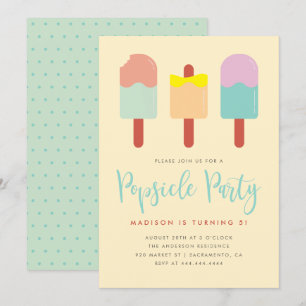 Sweet Colorful Popsiycle Party Summer Birthday Kaart