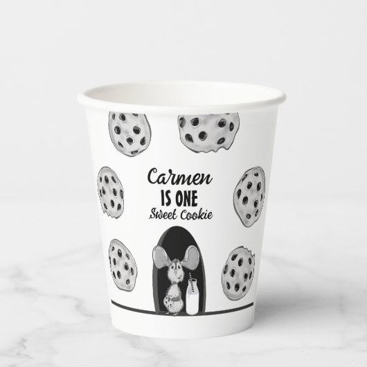 Sweet Cookie Mouse First Birthday Papieren Bekers (Voorkant)