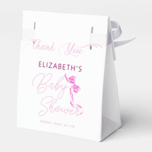 Sweet Coquette Roze Bow Stropdas Elegant Baby show Bedankdoosjes (Achterkant)