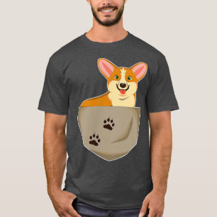 Sweet corgi in de borstzak van het shirt
