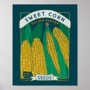 Sweet Corn Seed Packet Poster (rijke marine)