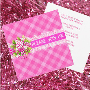 Sweet Cottage Rose violet Plat Holiday Invitation