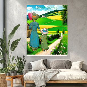 Sweet Country Life Groen Boerderijen Hillside Rust Perfect Poster