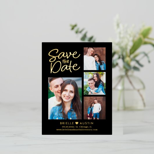 Sweet Couple Foil Enregistrer La Carte Postale Dat (Debout devant)