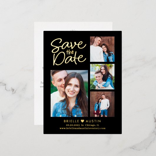 Sweet Couple Foil Enregistrer La Carte Postale Dat (Recto/Verso)